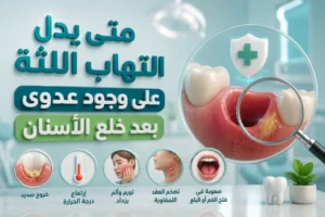 علاج التهاب اللثة بعد الخلع: أسباب التورم والطبقة البيضاء وعلامات العدوى ومتى يجب زيارة الطبيب 8 متى يدل التهاب اللثة على وجود عدوى بعد خلع الأسنان
